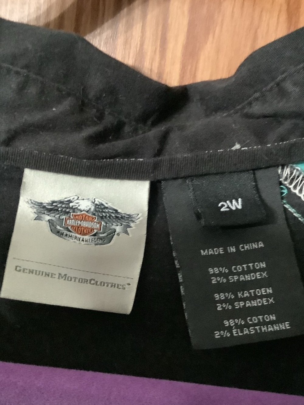 Harley-Davidson Black, Teal & White Zip-Up Short Sleeve Shirt - Picture 2 of 4